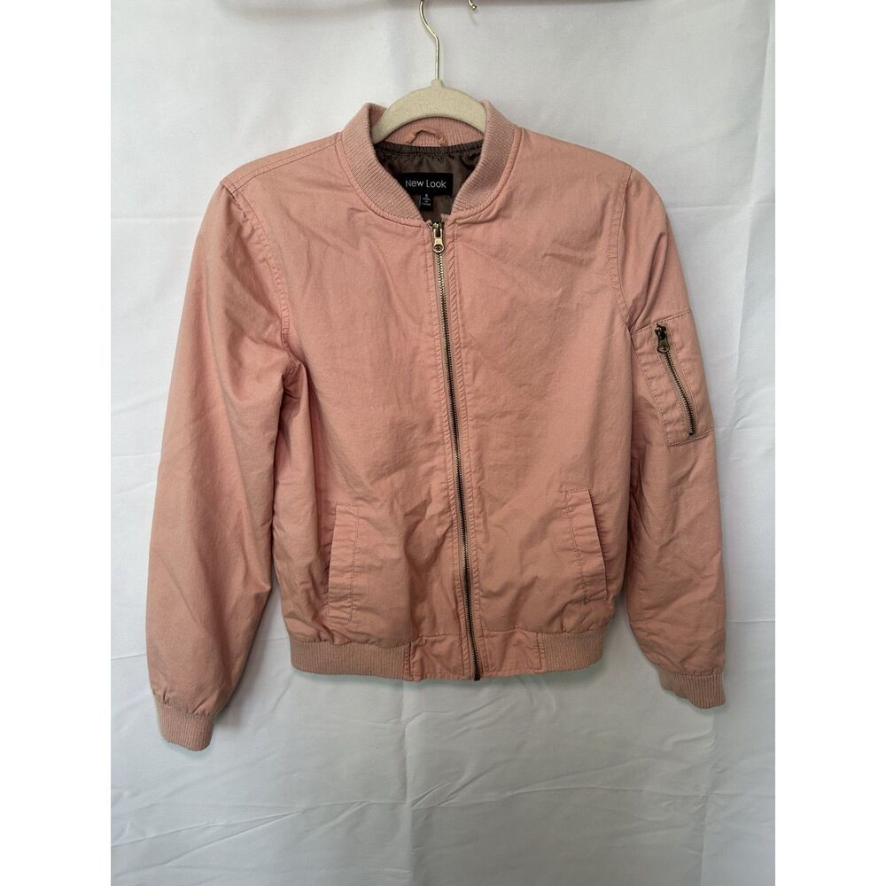 New Look Dusty Pink Bomber Women's Size S Full Zip Utility Flight Jacket